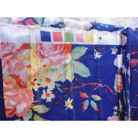Floral Fabric on Blue Background ~ 108 L x 60 W (3 Yards) ~ Soft, Lightweight - Picture 4 of 5